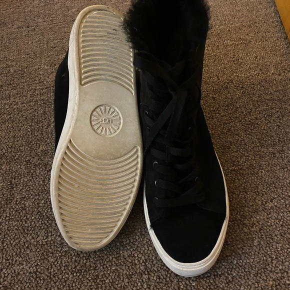 UGG Beven Black Suede Sheepskin High Top Sneaker - Picture 2 of 3